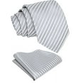 thumbnail image 5 of Scott Allan Silver Tie and Pocket Square Set | Jacquard Woven Necktie and Hanky | Gray Ties for Weddings School Graduation Work Prom, 5 of 6