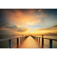 thumbnail image 2 of wall26 - Wooded Bridge in The Port Along Sunrise. - Removable Wall Mural | Self-Adhesive Large Wallpaper - 100x144 inches, 2 of 6