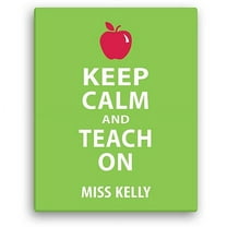 Personalized Keep Calm and Teach On 11" x 14" Canvas, Green