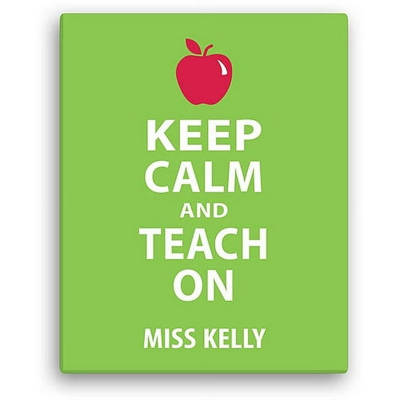 Personalized Keep Calm and Teach On 11" x 14" Canvas, Green