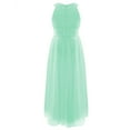thumbnail image 3 of Haitryli Kids Haltered Neck Flower Girls Dress Rhinestone Chiffon Maxi Evening Gown for Pageant Mint Green 14, 3 of 7