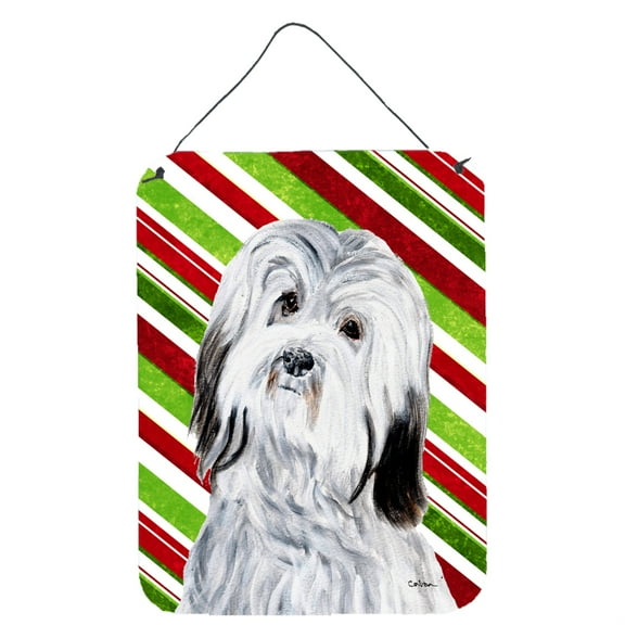 Havanese Candy Cane Christmas Wall or Door Hanging Prints