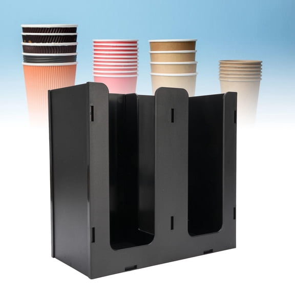 LAZIOEGR Acrylic 2‑Compartment Paper Cup Dispenser – Durable, Easy‑Assembly Coffee & Tea Cup Organizer for Countertop & Commercial Use