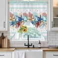 thumbnail image 3 of Swag Valance Curtains for Windows, Teal Green Starfish Light Filtering Kitchen Curtains with Rod Pocket, Summer Coral Beach Conch Coastal Window Treatment Valances for Living Room, 36x36 - 2 PCS, 3 of 9