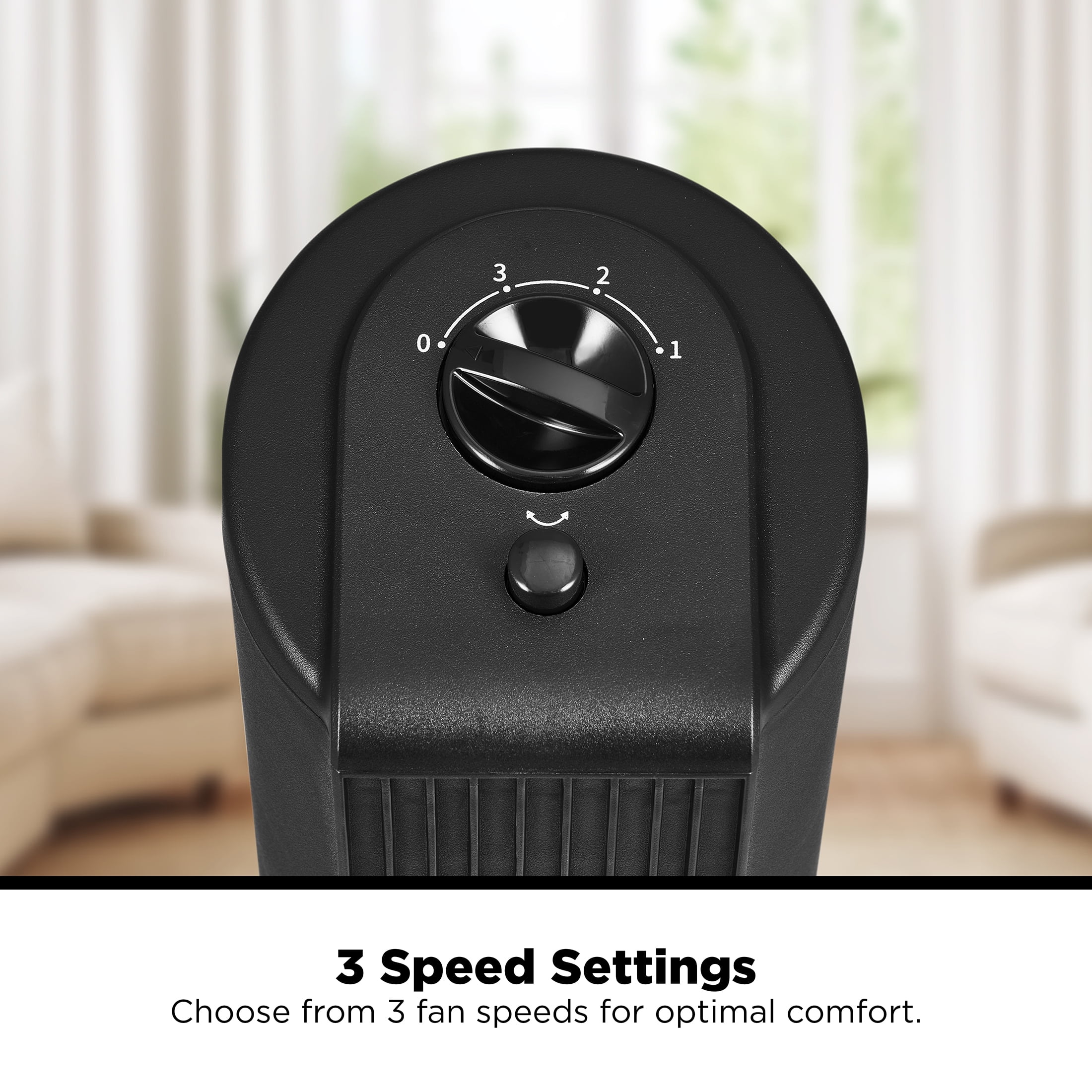 Mainstays 28-Inch Tower Fan with 3-Speed Settings and Oscillation, Black, MSWMT24MBV