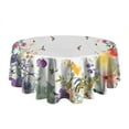 thumbnail image 5 of Round Tablecloths Yellow Purple Flower Table Cloth Water Resistant Fabric Stain-Resistant Wrinkle Free Soft Table Covers for Dining Kitchen Parties Heavy Weight Tabletop Cover 60x60 Inch, 5 of 6
