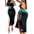 thumbnail image 7 of Coduop Women's Floral Lace Splicing Sleeveless Cocktail DressSide Split Bodycon Maxi Long Dress, 7 of 7