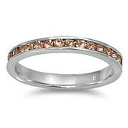CHOOSE YOUR COLOR Champagne Simulated CZ Simple Elegant Cute Ring New .925 Sterling Silver Band