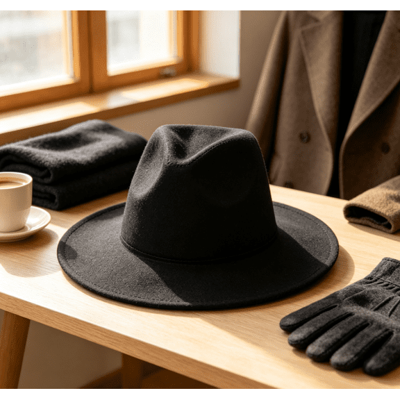 Wide Fedora Wool Hat for Women Men, Classic Trendy Panama Style Dress Hat, Fashion Party Travel Outdoor Formal Fedora Hat,Black