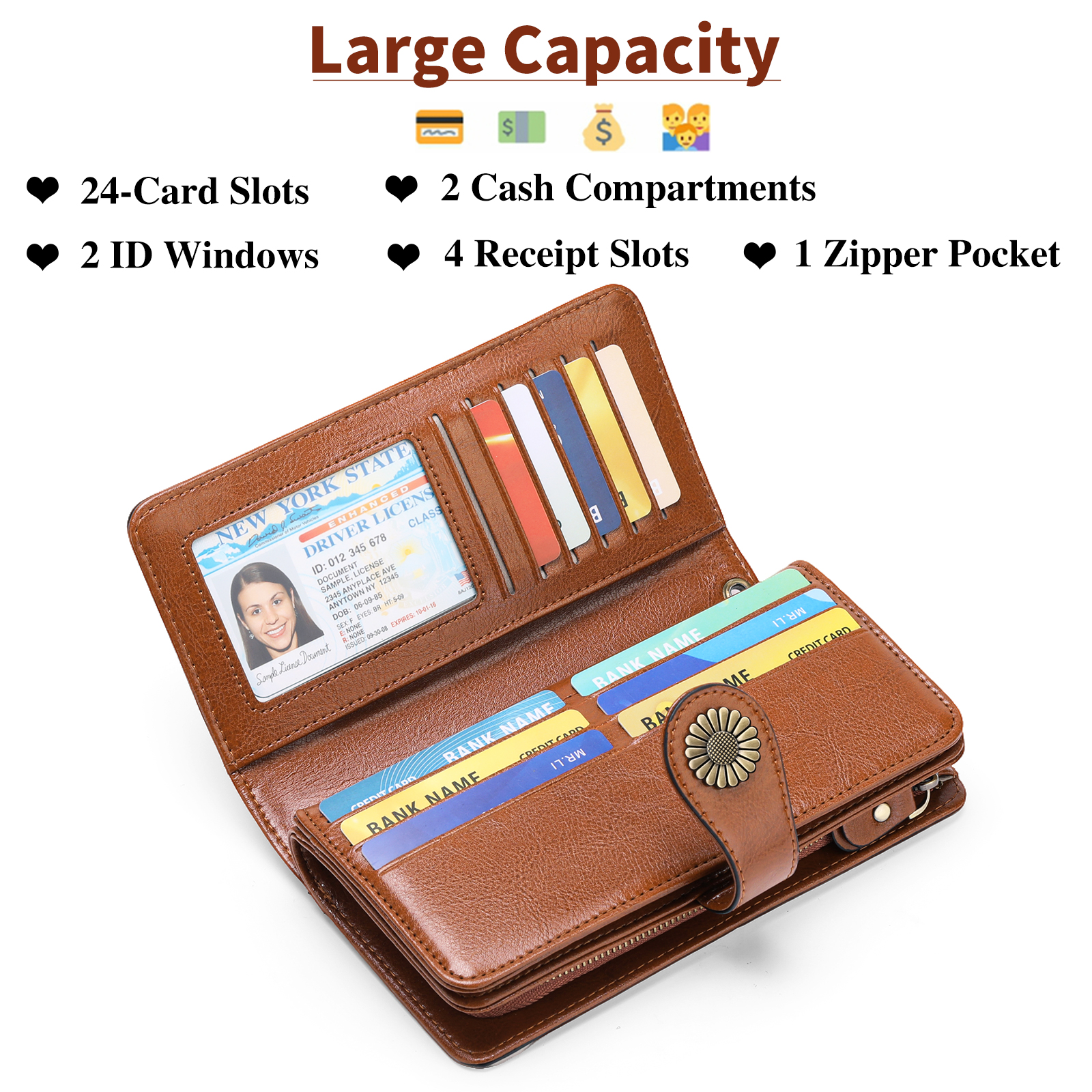Sendefn Women's Genuine Leather Wristlet Wallet with RFID Blocking photo 2