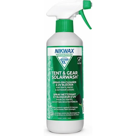 Nikwax Tent & Gear SolarWash Cleaning Waterproofing and UV Protector Cleaner Maintenance Restores DWR Water Repellency on Outdoor Gear Rain Fly Canvas Covers Tarps Backpacks Accessories