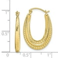 thumbnail image 3 of 10K Textured Oval Hollow Hoop Earrings in 10k Yellow Gold, 3 of 3
