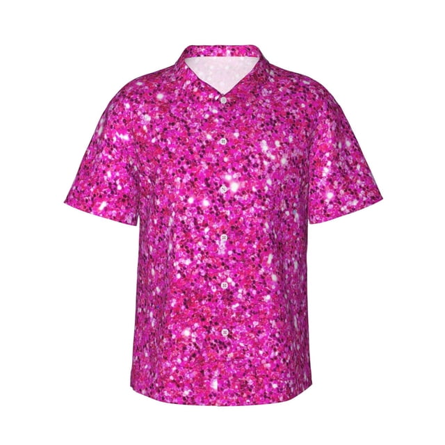 Kdxio Chemises Hawaïennes à Paillettes Rouges pour Hommes et Femmes, Manches Courtes d'Été Décontractées Coupe Ample Boutonnée, TG