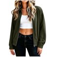thumbnail image 4 of Tqcoqu Faux Suede Bomber Jacket for Women Fall Fashion 2026 Casual Zip Up Oversized Trendy Winter Clothing Outerwear Coats, 4 of 8