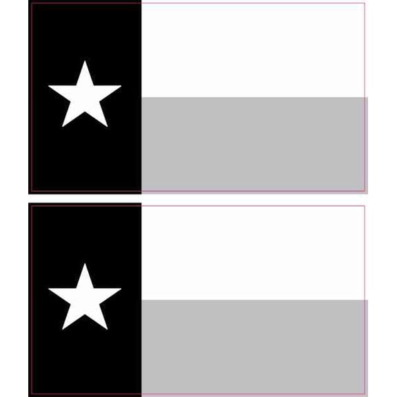 [2x] 3.5in X 2in Black and White Texas Flag Stickers Vinyl Vehic