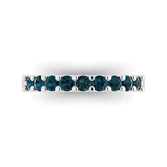 0.63 ctw Wedding Band for Women - 18K White Gold Natural London Blue Topaz Stackable Eternity Ring