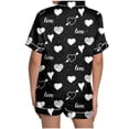 thumbnail image 4 of KKBOTIVE Satin Silk Valentine's Day Pajamas Set for Women 2 Piece Heart Embroidery Short Sleeve Button Up Sleepwear Soft Cozy Loungewear for Womens ( j-Black Size: S ), 4 of 6