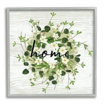 Stupell Industries Delicate Botanical Wreath Home Sign Rustic Farmhouse Graphic Art Gray Framed Art Print Wall Art, Design by Ziwei Li