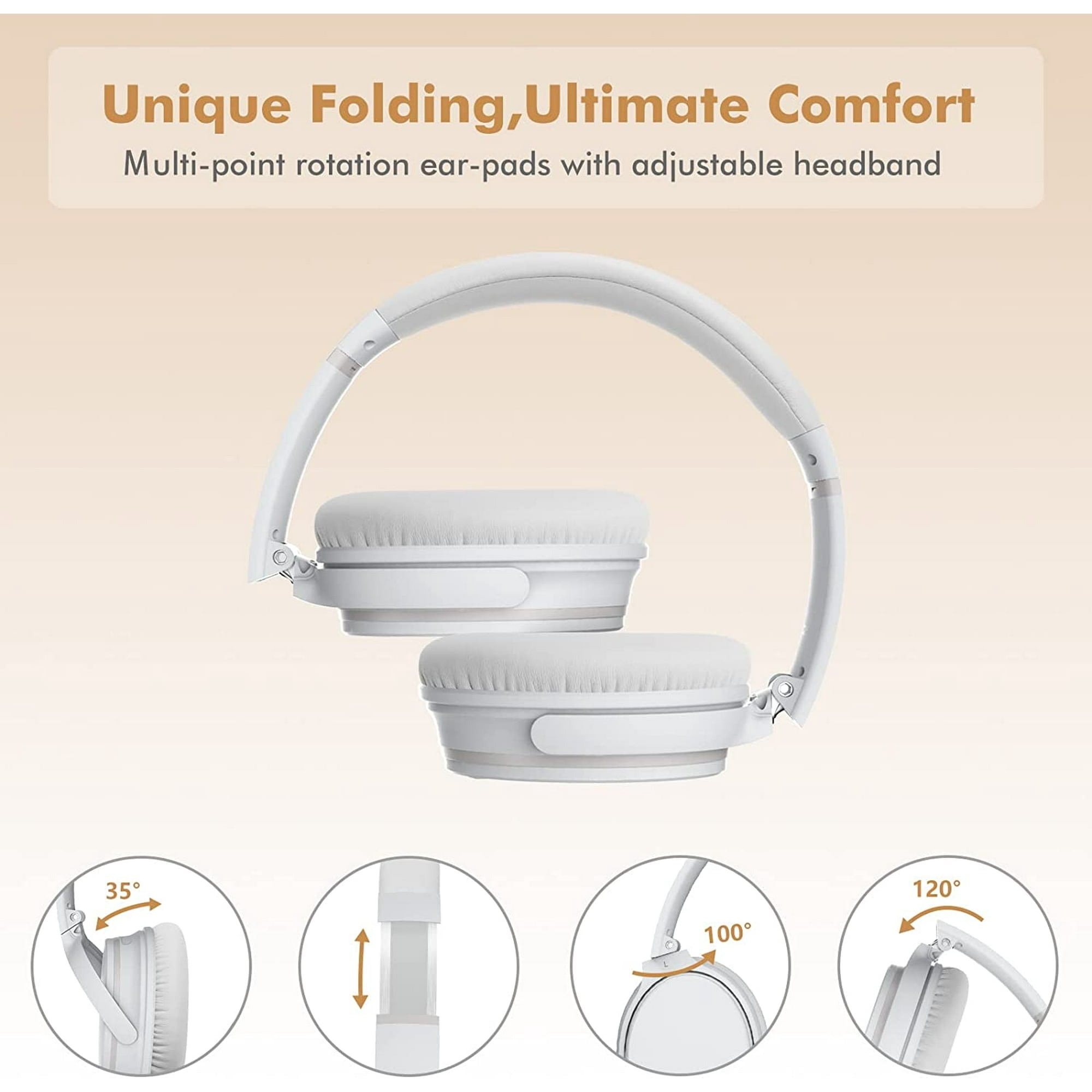 Restored Srhythm NC35 Noise Cancelling Headphones Wireless Bluetooth 5.0, Fast Charge over Ear Lightweight Headset with Microphones,Mega Bas 50+ Hours’ Playtime (Refurbished)