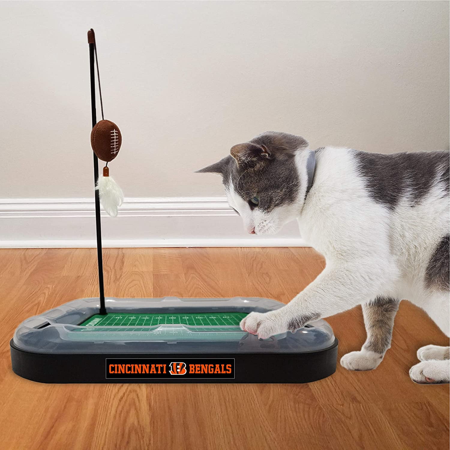 NFL Cincinnati Bengals CAT Scratcher Toy with Catnip Plush & Feather Cat and Kitty Toy