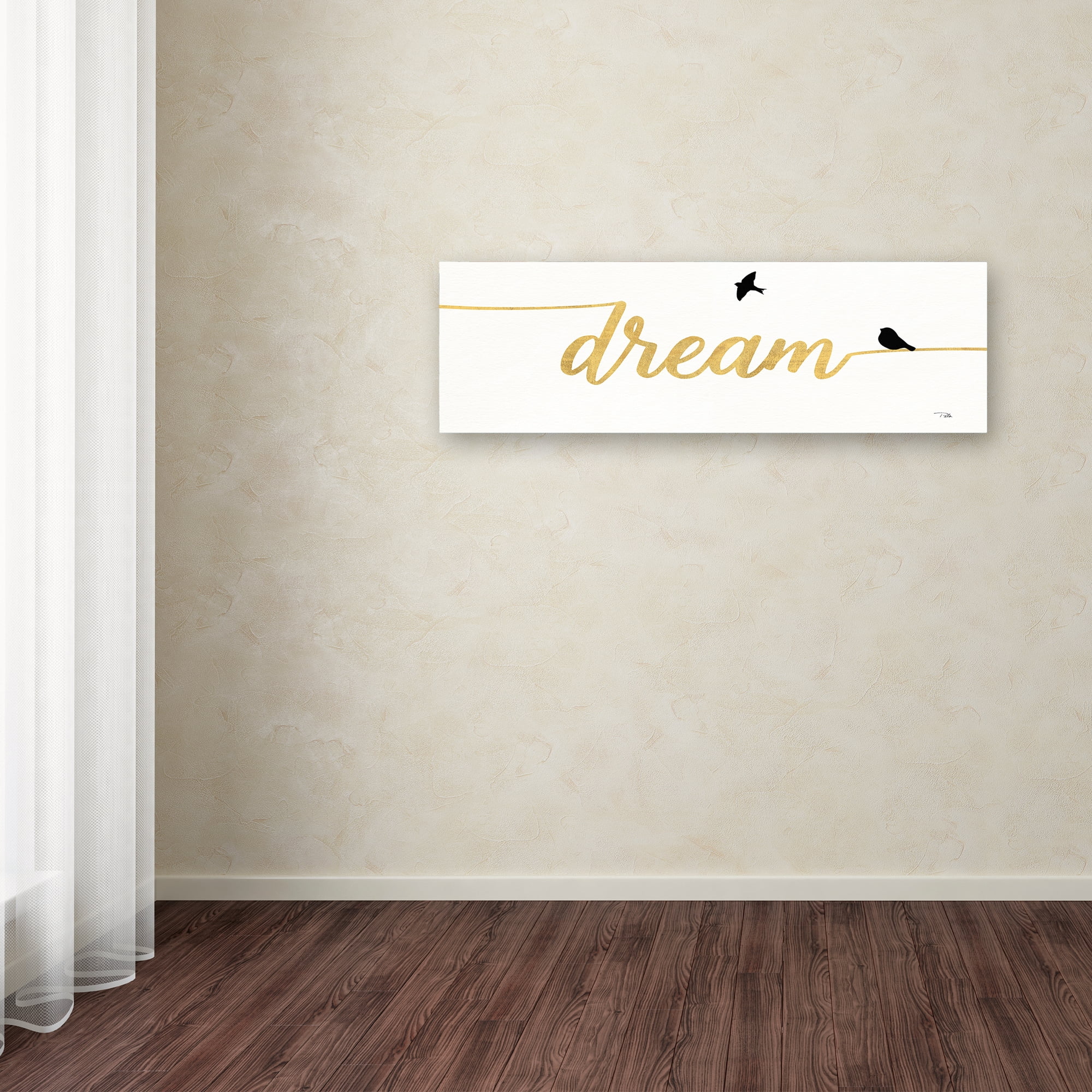 Trademark Fine Art 'Birds on Words III Gold' Canvas Art by Pela