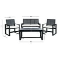 thumbnail image 6 of SAFAVIEH Ozark Outdoor Patio 4 Piece Conversation Set, Black Wash, 6 of 8