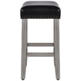 thumbnail image 5 of 24" Inch Upholstered Saddle Seat Bar Stool, Antique Gray/Leather, 5 of 5