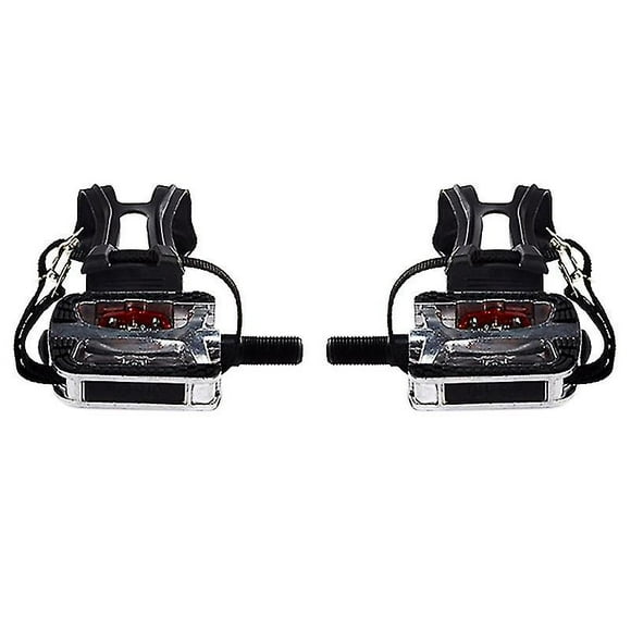SPD Pedals for Spin Bike with Toe Cages for Clip Pedals Indoor Exercise Cycling Platform Pedals 9/16 inch