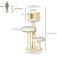 thumbnail image 3 of PawHut 55" Cat Tree, Wood Cat Tower for Indoor Cats with Scratching Post, Condo Bed, Natural, 3 of 8