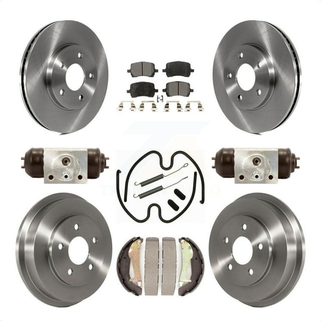 Transit Auto - Front Rear Disc Brake Rotors Ceramic Pads And Drum Kit (9Pc) For 2009 Chevrolet HHR LT Panel LS K8T-102307