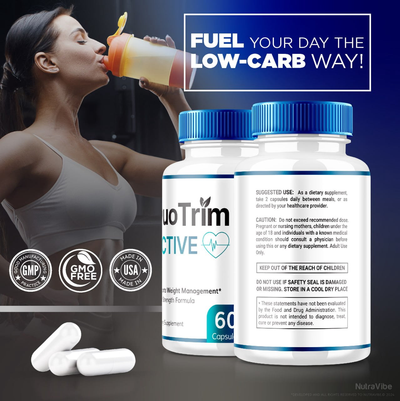 (3 Pack) Duo Trim Active Pills, Duo Trim Active Advanced Formula Capsules, Maximum Strength Supplement for Weight Loss, All Natural Support, DuoTrim Vitamins for Overall Health (180 Capsules)