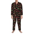 thumbnail image 3 of Naloa Red Chili Men’s Pajamas Set - Long Sleeve Button Down Sleep Shirt and Pajama Bottoms Sleepwear Set-X-Large, 3 of 7