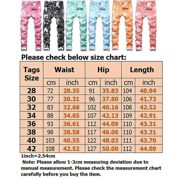 Pantalones vaqueros de moda para hombre Tie-Dye Stretch Slim Pants