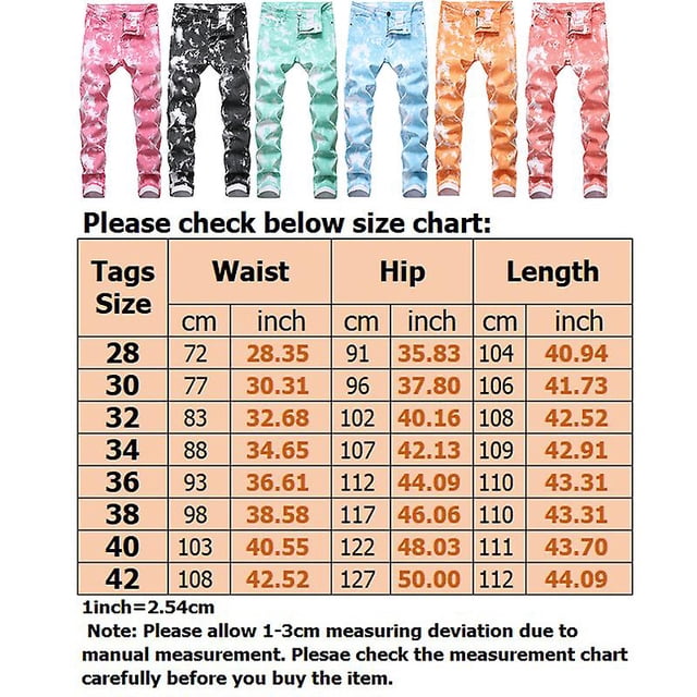 Pantalones vaqueros de moda para hombre Tie-Dye Stretch Slim Pants