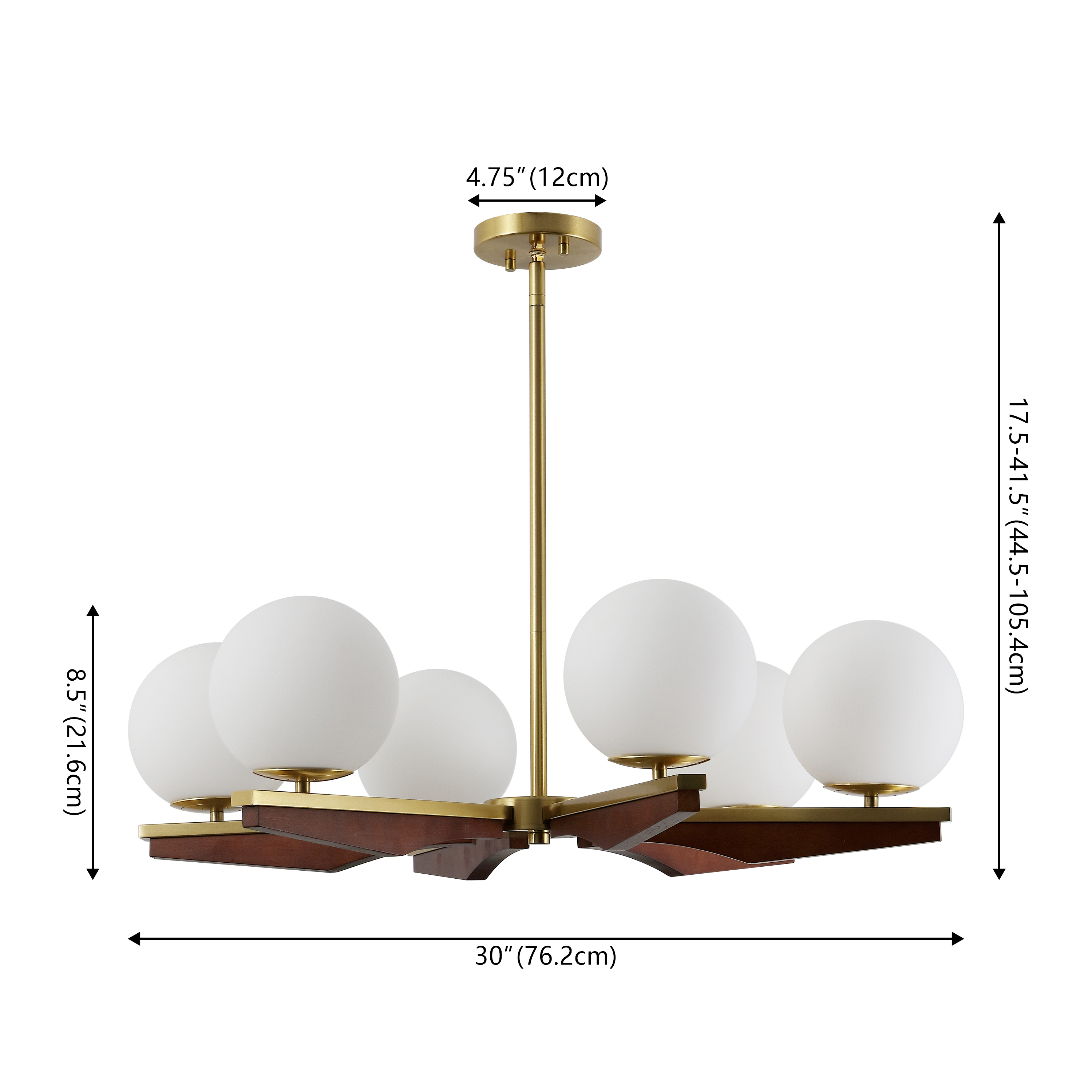 Safavieh Janna 6-Light Modern Brass/Walnut Chandelier