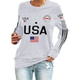 thumbnail image 2 of Domuza Woman's July Of 4th Shirts Usa Flag Graphics Long Sleeve Tops Casual Crew Neck T-Shirts New Fashion Clothing Light Gray XXL, 2 of 4
