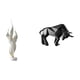 thumbnail image 1 of Escultura de resina moderna de toro con plumas, figura de arte abstracto, adorno coleccionable decorativo para escritorio de oficina, chimenea, armari, 1 of 8