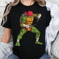 thumbnail image 3 of Mademark x Teenage Mutant Ninja Turtles - Womens Raphael Tonfas Fighting Stance V-Neck T-Shirt Unisex, Sizes S-5XL, Tbun, 3 of 5