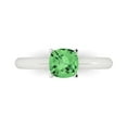 thumbnail image 2 of 1.0ct cushion cut green Zircon 18k white gold Bridal Wedding Engagement Promise Anniversary Ring for Women size 6.75, 2 of 7