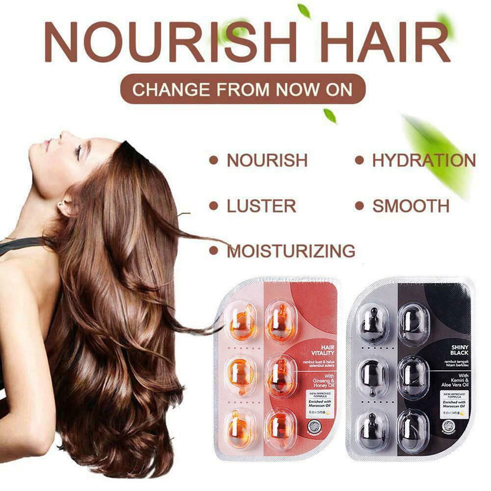 Kaola 6Pcs Portable Vitamin Oil Repairing Silky Treatment for Dry Hair Care Capsule Kaola 6Pcs Portable Vitamin Oil Repairing Silky Treatment for Dry Hair Care Capsule