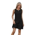 thumbnail image 3 of Summer Sleeveless Mini Dresses for Women Crewneck Tiered Ruffle Dress Tie Backless Short Dress Flowy A Line Dress black XL, 3 of 9