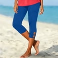 thumbnail image 5 of TEAJOPSUU Capris for Women Stretchy Slim Fit Capri Leggings Hollow Out Bottom Yoga Pants Lightweight Workout Pilates Gym Trousers Blue, 5 of 7