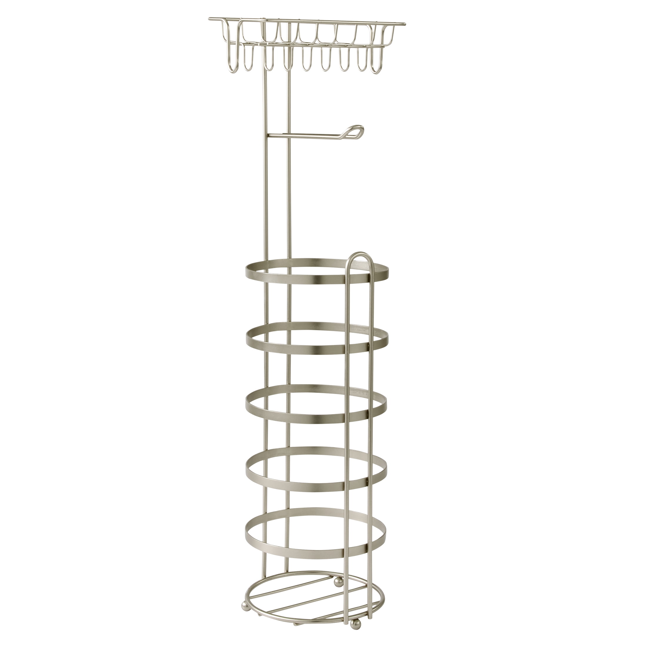 Better Homes & Gardens Free Standing Toilet Paper Holder and Reserves Satin Nickel, Fully Assembled