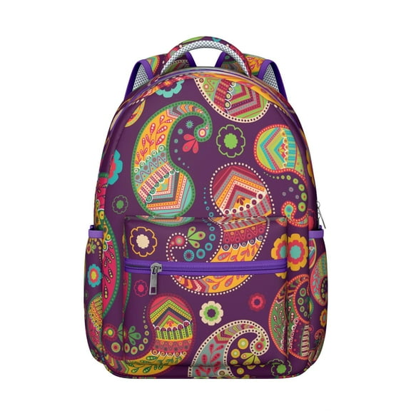 Paisley Design Vintage Waterproof Backpack - Organized Storage for Teens