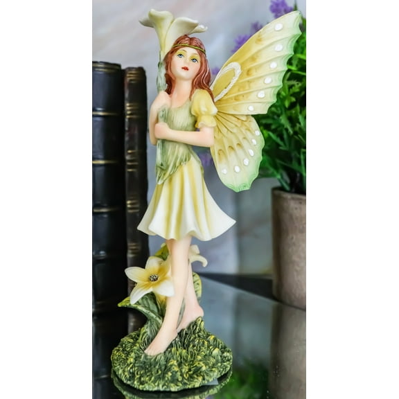 Meadowland Lily Fairy Holding Flower Stem And Lilies Figurine Fae Garden Fantasy