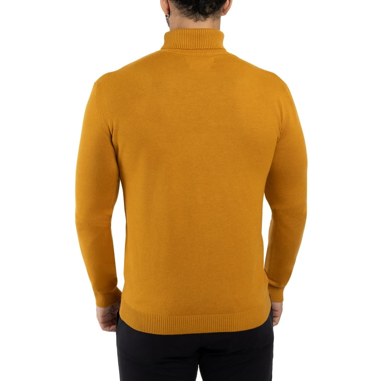 X RAY JEANS Mens Turtleneck Sweater Pullover, Mustard, 2XL