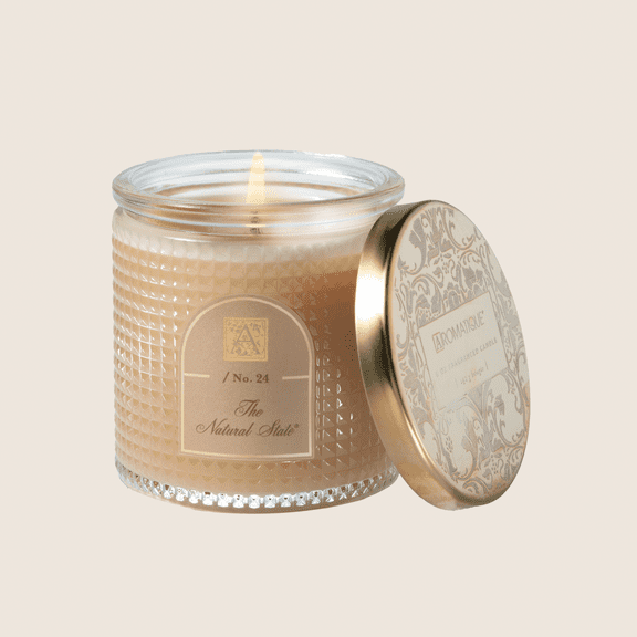 THE NATURAL STATE Aromatique Textured Glass Metal Lid 6 oz Scented Jar Candle