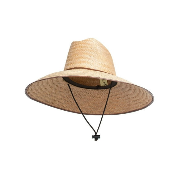 Top Headwear Ultra 5" Wide Brim Straw Sun Hat w/ Panel Holes Brown Trim - Natural
