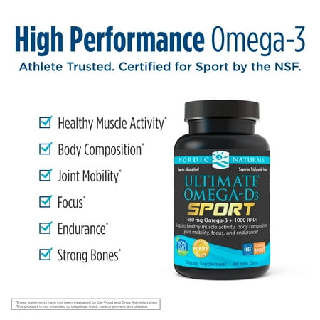 Nordic Naturals Ultimate Omega-D3 Sport, 1480 Mg, Fish Oil, 60 Ct