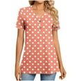 thumbnail image 2 of Heisall Women's V-Neck Button Up Polka Dot Short Sleeve Tops Blouse Casual Summer Spring Fashion, 2 of 7